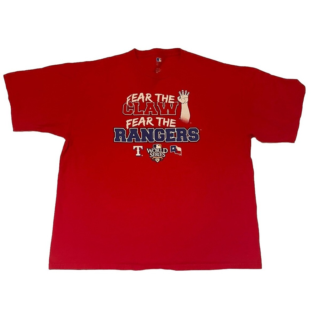 Texas Rangers Shirt Fear The Claw 2010 World Series MLB Baseball Size 2XL